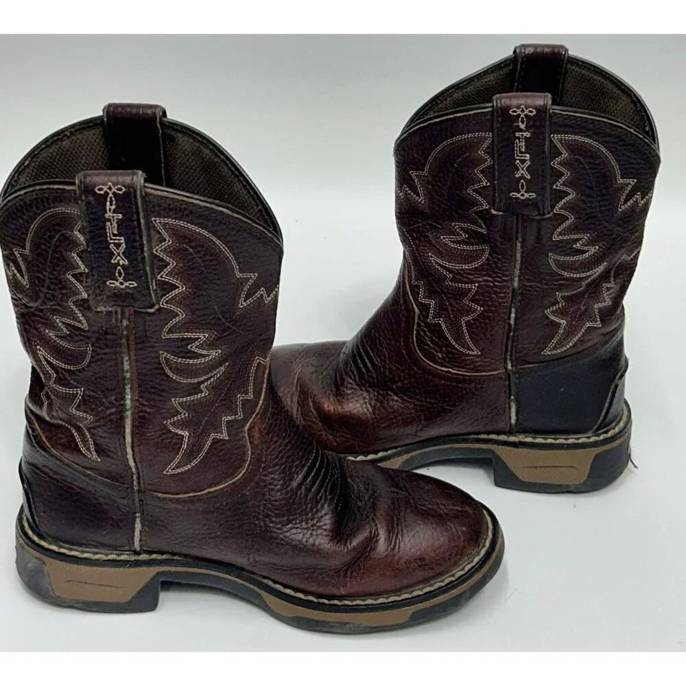 Tony Lama Westen Cowboy Boot Kids Size 13D Brown Leather Rodeo Country Farm Work